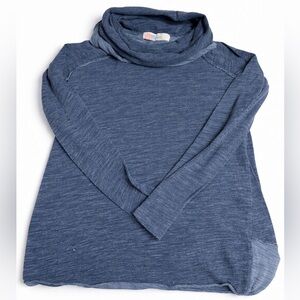 Free People Blue Slouchy Cowl Neck Sweatshirt